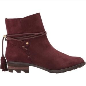 Sorel Farah Ankle Boots NL:2682-628 Tassel Burgundy Suede 11 Winter Waterproof
